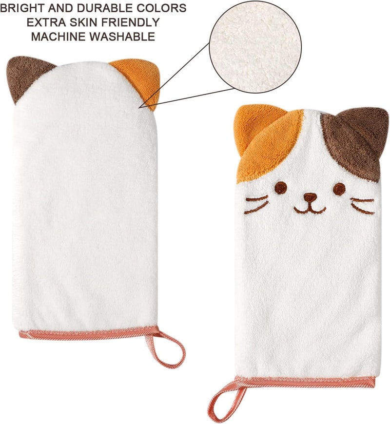 Phogary 5-Pack Microfiber Body Wash Mitts, 4.5×9 inch Super Absorbent & Soft Face Washcloths Gloves in Cute Animal Style - Gentle Scrub for Baby, Toddler, and Kids Bath and Shower - Image 3